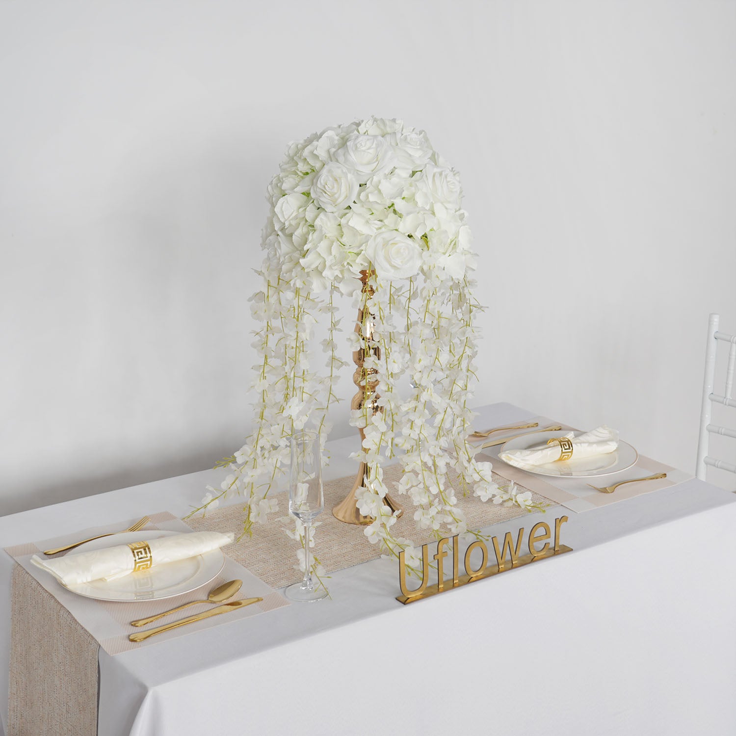 Uflower White Wedding Table Centerpiece Flower Arrangement